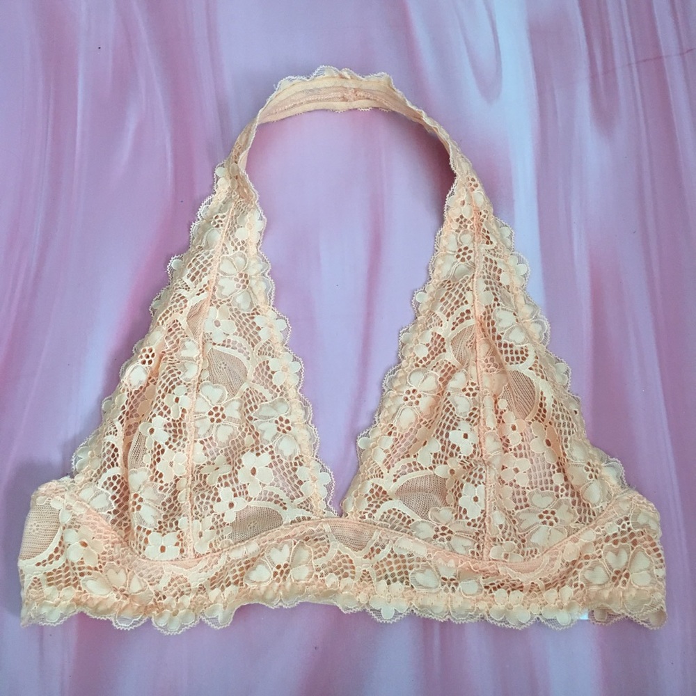 Free People Galloom Lace Halter Bralette - orange